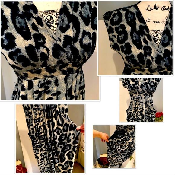 New Jus d’Orange Paris Leopard Print Tulip Dress with Pockets Made In Fr… NWT - Picture 10 of 14